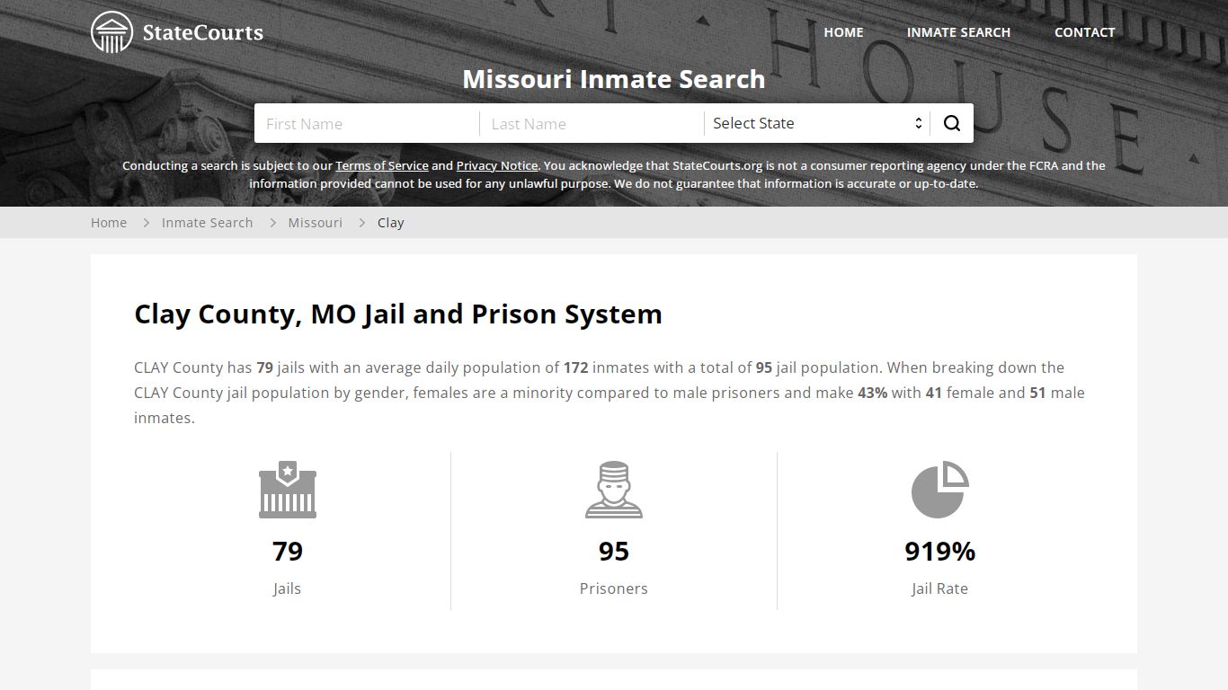 Clay County, MO Inmate Search - StateCourts